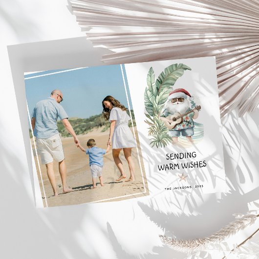 Warm Wishes Tropical SantaClaus Christmas Photo シーズンポストカード