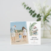 Warm Wishes Tropical SantaClaus Christmas Photo シーズンポストカード (スタンド正面)