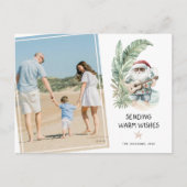 Warm Wishes Tropical SantaClaus Christmas Photo シーズンポストカード (正面)