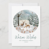 Warm Wishes Woodland Deer Winter Scene Non-Photo シーズンカード (正面)