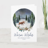 Warm Wishes Woodland Moose冬のシーン非写真 シーズンカード (正面)