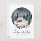 Warm Wishes Woodland Moose冬のシーン非写真 シーズンカード (正面)