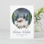 Warm Wishes Woodland Moose冬のシーン非写真 シーズンカード (スタンド正面)