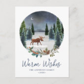 Warm Wishes Woodland Moose冬のシーン非写真 シーズンポストカード (正面)