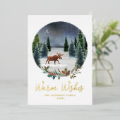Warm Wishes Woodland Moose冬のシーン非写真 箔シーズンカード (立ち正面)