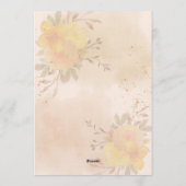 Warm Yellow & Peach Floral Wedding Invitation  招待状 (裏面)