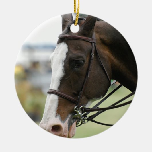 Warmbloodの馬の写真のオーナメント セラミックオーナメント (正面)