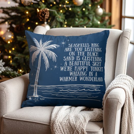 Warmer Wonderland Palm Tree Beach Christmas クッション