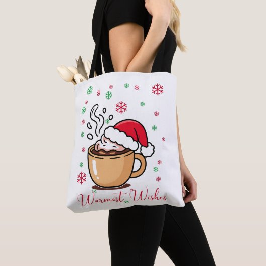 Warmest Wishes Cozy Hot Cocoa Christmas トートバッグ (クローズアップ)
