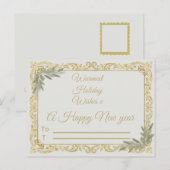 Warmest Wishes Elegant Gold and Sage Holiday Postc ポストカード (正面/裏面)