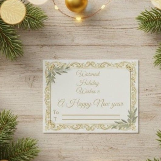 Warmest Wishes Elegant Gold and Sage Holiday Postc ポストカード