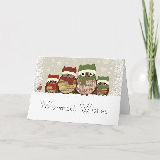 Warmest Wishes Family Owl Greeting Card シーズンカード (正面)