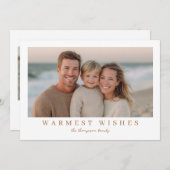 Warmest Wishes Modern Holiday Photo シーズンカード (正面/裏面)