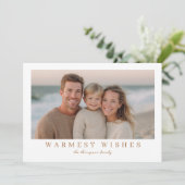Warmest Wishes Modern Holiday Photo シーズンカード (スタンド正面)