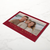 Warmest Wishes Modern Holiday Photo 箔シーズンカード (回転した状態)