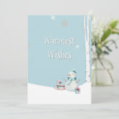 Warmest Wishes Snowman Sled Gifts Personalized カード (スタンド正面)