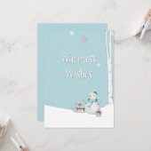 Warmest Wishes Snowman Sled Gifts Personalized カード (正面/裏面インサイチュ)