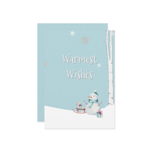 Warmest Wishes Snowman Sled Gifts Personalized カード (正面/裏面インサイチュ)