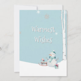 Warmest Wishes Snowman Sled Gifts Personalized カード