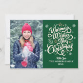 Warmest Wishes This Christmas Cute Family Photo シーズンカード (正面)