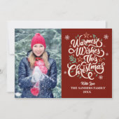 Warmest Wishes This Christmas Cute Family Photo シーズンカード (正面)