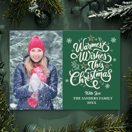 Warmest Wishes This Christmas Cute Family Photo シーズンカード