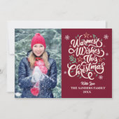 Warmest Wishes This Christmas Cute Family Photo シーズンカード (正面)