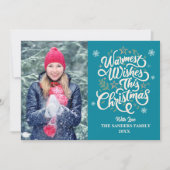 Warmest Wishes This Christmas Cute Family Photo シーズンカード (正面)