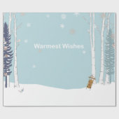 Warmest Wishes Winter Forest with Sled and Snow ラッピングペーパー (フラット)