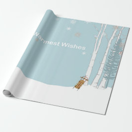 Warmest Wishes Winter Forest with Sled and Snow ラッピングペーパー