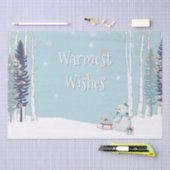 Warmest Wishes Winter Holiday Snowman Tissue Paper 薄葉紙 (クラフト)