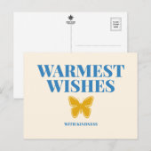 Warmest Wishes with Kindness Typography Postcard ポストカード (正面/裏面)