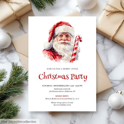 Warmish classic Santa Claus Christmas invitation 招待状