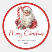 Warmish Santa Claus Cozy Christmas Gift Label ラウンドシール (正面)