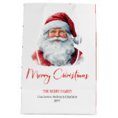 Warmish Santa Claus Cozy Red Green Holiday Chic ミディアムペーパーバッグ (裏面)