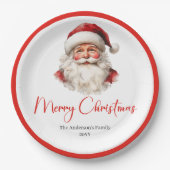 Warmish Santa Claus Cozy Red White Holiday Plate ペーパープレート (正面)