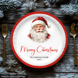 Warmish Santa Claus Cozy Red White Holiday Plate ペーパープレート