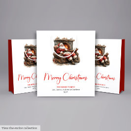 Warmish Santa Claus Trendy Modern Holiday Bag ミディアムペーパーバッグ