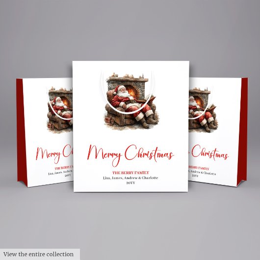 Warmish Santa Claus Trendy Modern Holiday Bag ミディアムペーパーバッグ