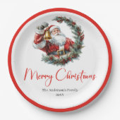 Warmish Santa Claus Trendy Modern Holiday Plates ペーパープレート (正面)