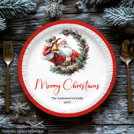 Warmish Santa Claus Trendy Modern Holiday Plates ペーパープレート