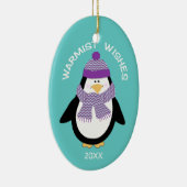 Warmistは青のクリスマスのペンギンを望みます セラミックオーナメント (右)