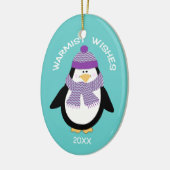 Warmistは青のクリスマスのペンギンを望みます セラミックオーナメント (左)