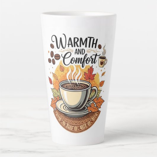 Warmth and Comfort - Cozy Autumn Coffee カフェラテマグ (正面)