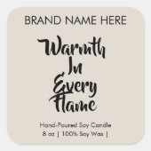 Warmth in Every Flame | Modern Candle Labels スクエアシール (正面)