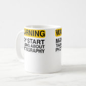 Warning 写真の話をし出すかもしれません - おもしろ コーヒーマグカップ (正面左)