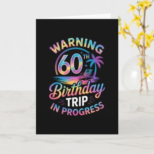 Warning 60th Birthday Trip In Progress Bday 60 Yea カード (黄色い花)