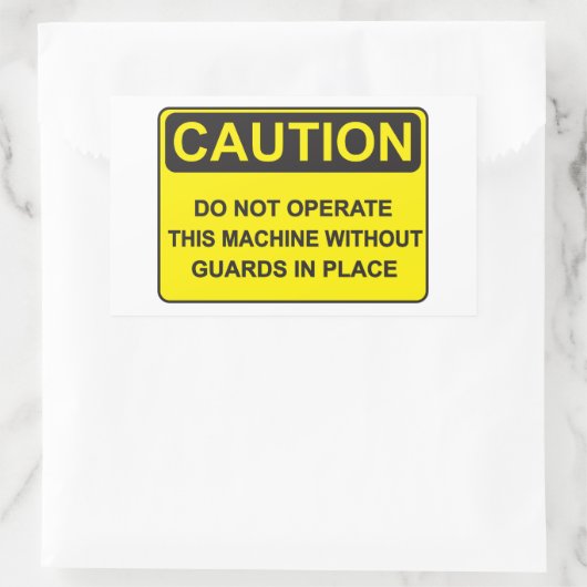 Warning about operating the machine 長方形シール (バッグ)