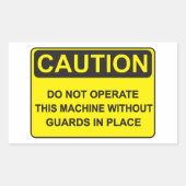 Warning about operating the machine 長方形シール (正面)