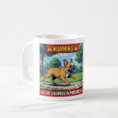 Warning Active Zoomies French Bulldog Funny Dog De コーヒーマグカップ (正面左)